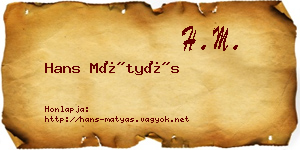 Hans Mátyás névjegykártya